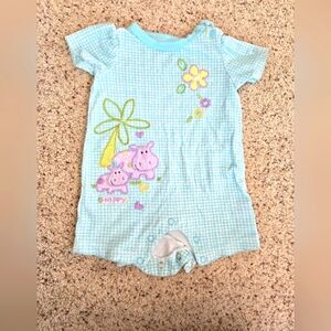 👶Jumping Beans 0-3 Months Jumper Aqua with Hippos